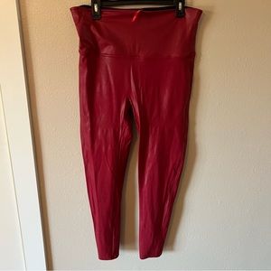 Spank faux red leather leggings, size 3x